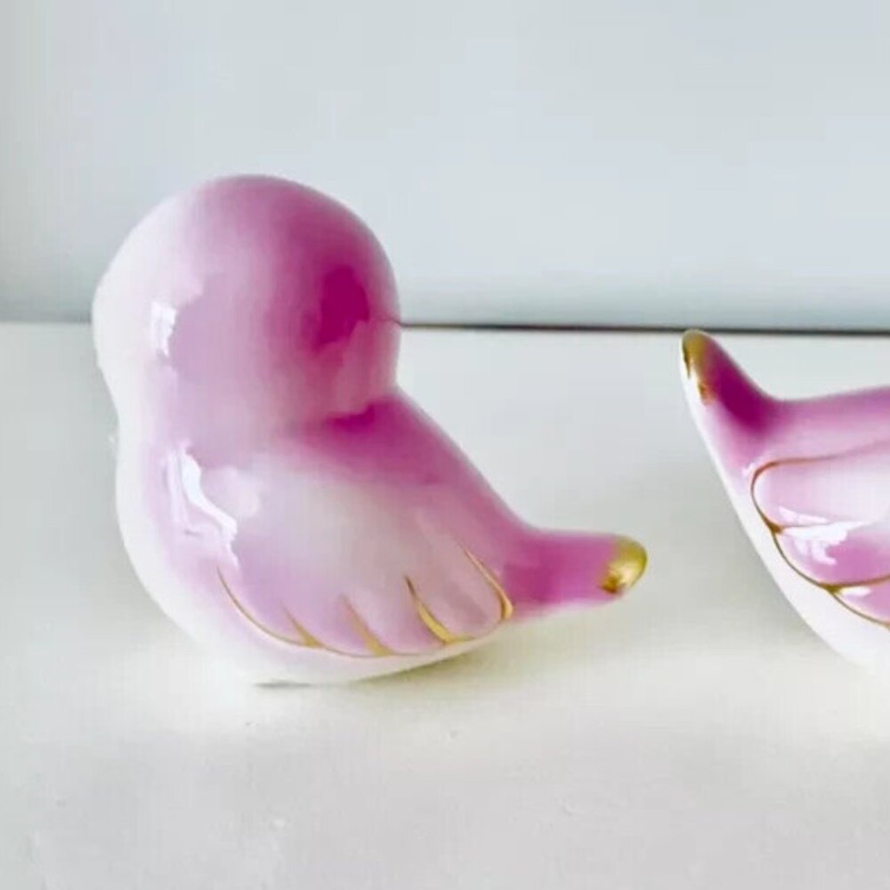 Ceramic Lovebird Figurines - Pink SPRITZ - Picture 5 of 9